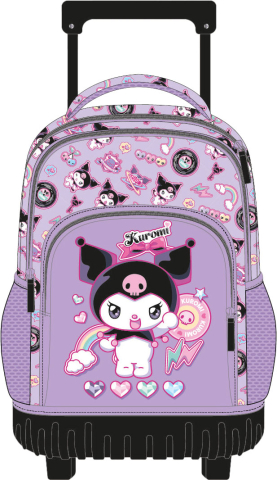 Ghiozdane si accesorii - Ghiozdan scolar Troller KUROMI, 3 compartimente + buzunar lateral, dimensiuni 48x33x20.5 cm, 27L