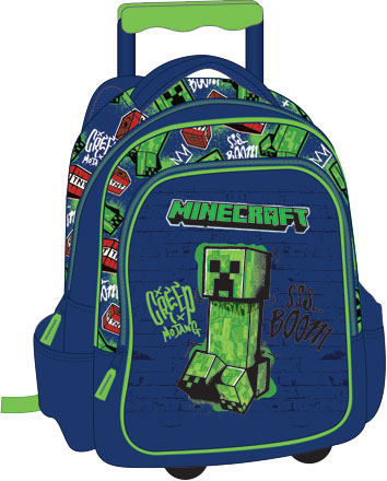 Ghiozdane si accesorii - Ghiozdan scolar Troller MINECRAFT, 3 compartimente + buzunar lateral, dimensiuni 48x30x19.5 cm, 19.5l