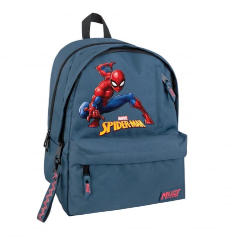 Ghiozdane si accesorii - Ghiozdan Spider-man, 2 compartimente, 32x19x42 cm, Albastru si roz, MUST TEAM
