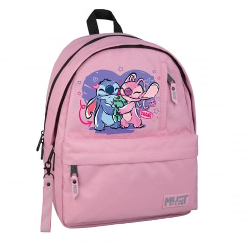 Ghiozdane si accesorii - Ghiozdan Disney Stitch & Angel, 2 compartimente, 32x19x42 cm, Roz deschis, MUST TEAM