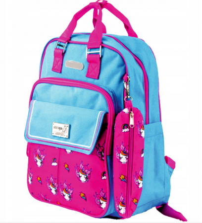 Ghiozdan Strigo cube Unicorni, cu Penar, albastru, 29 x 39 x 15, 24 litri [1]