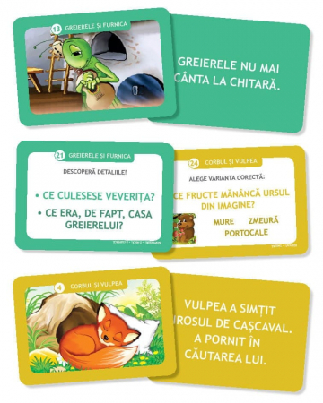 Greierele si furnica • Corbul si vulpea - carduri pentru invatarea citirii [3]