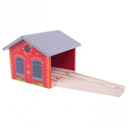 Masinute si trenulete - Hangar dublu pentru locomotive -New edition, BIGJIGS Toys, 2-3 ani +