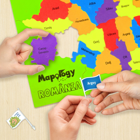 Harta Romaniei - Puzzle Judete, Resedinte si Obiective turistice, +8 ani [3]