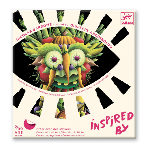 Jucarii copii 4-5 ani - Inspired by Arcimboldo, stickere Fructe si legume, Djeco, 4-5 ani +
