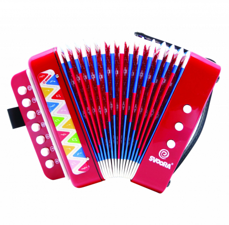 Jucarii copii 4-5 ani - Instrument muzical acordeon rosu, Svoora, 5 ani+