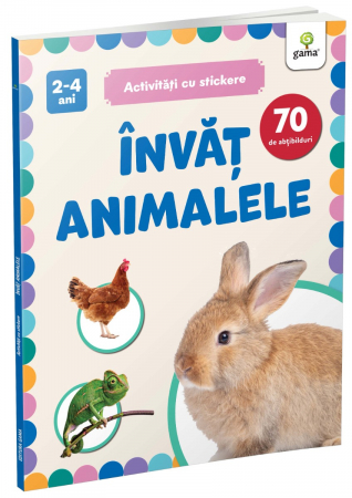 Jucarii copii 2-3 ani - Învăț animalele (carte cu stickere)