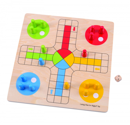 Produse - Joc clasic din lemn - Nu te supara frate, BIGJIGS Toys, 2-3 ani +