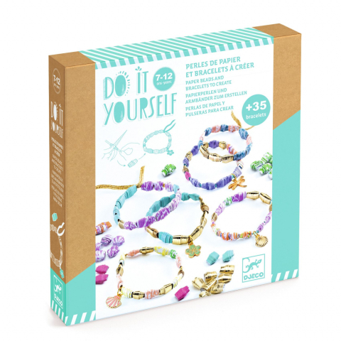 Jocuri creative - Joc creativ Atelier DIY de confectionat bratari cu margele din hartie, detalii aurii