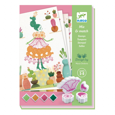 Jucarii copii 8-9 ani - Joc creativ cu stampile Fete flori, Djeco