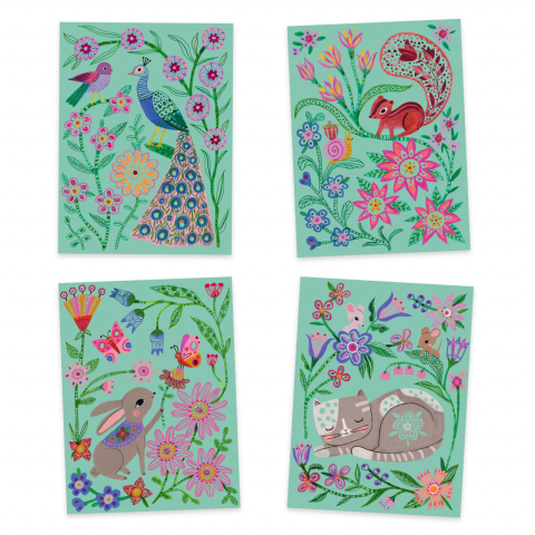 Joc creativ de razuit Animale din gradina, Djeco, 6-7 ani + [4]