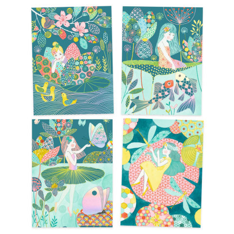 Joc creativ de razuit Iazul pastel, Djeco, 6-7 ani + [4]