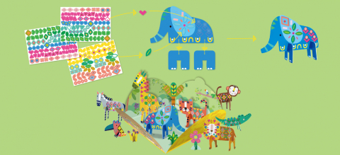 Joc creativ Stick N Play cu scene 3D si stickere repozitionabile - Animale Safari [2]