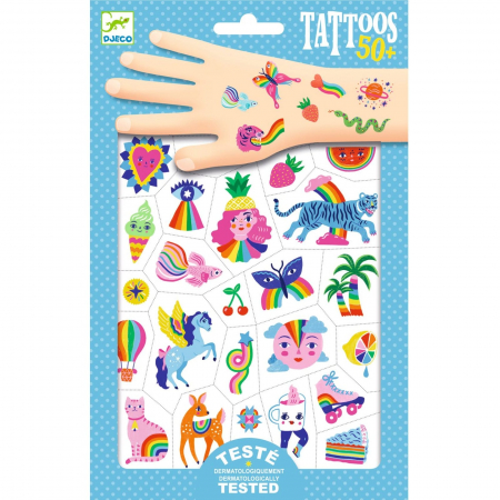 Jucarii copii 2-3 ani - Joc creativ Tatuaje Djeco Curcubee, 2-3 ani +