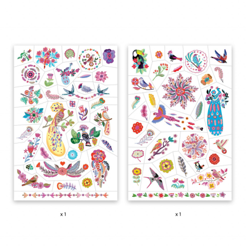 Joc creativ Tatuaje Djeco Pasari multicolore, 2-3 ani + [1]