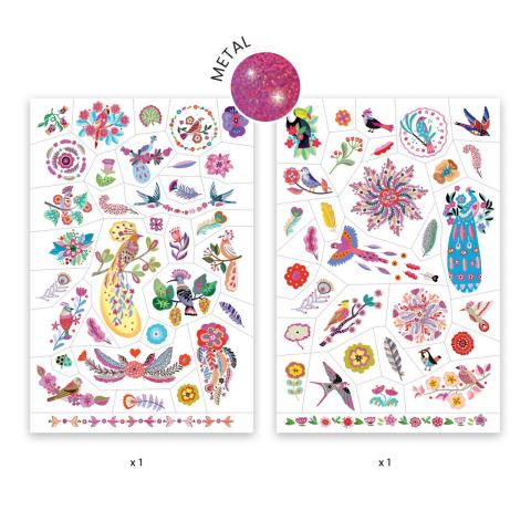 Joc creativ Tatuaje Djeco Pasari multicolore, 2-3 ani + [2]