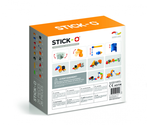 Joc cu magneti Stick-O, Set de construit vehicule, 26 piese, Clicstoys, 2-3 ani + [1]