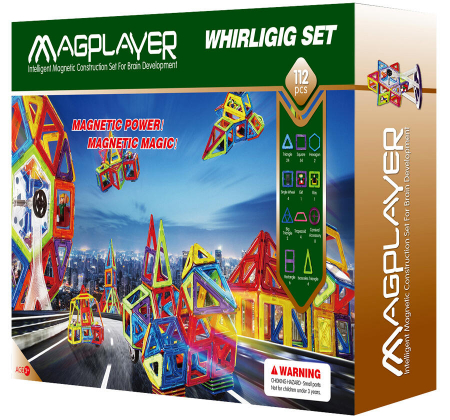 Seturi de construit - Joc de constructie magnetic - 112 piese, MAGPLAYER, 2-3 ani +