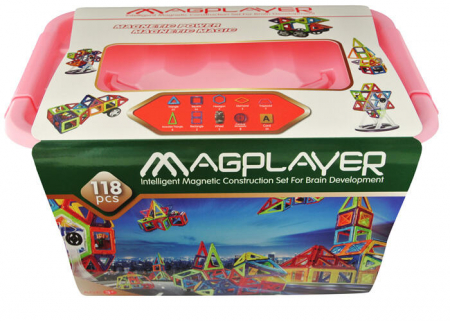 Seturi de construit - Joc de constructie magnetic - 118 piese, MAGPLAYER, 2-3 ani +