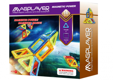 Seturi de construit - Joc de constructie magnetic - 14 piese, MAGPLAYER, 2-3 ani +