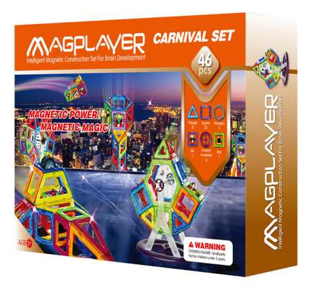 Seturi de construit - Joc de constructie magnetic - 46 piese, MAGPLAYER, 2-3 ani +