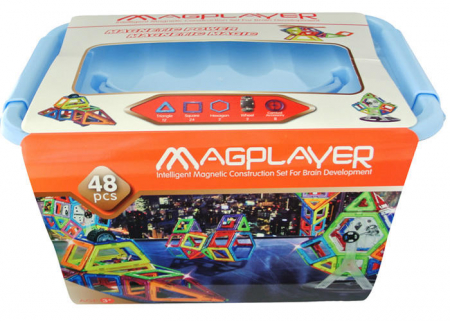 Vârsta - Joc de constructie magnetic - 48 piese, MAGPLAYER, 2-3 ani +