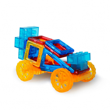 Seturi de construit - Joc de constructie magnetic - Masinuta si robotel, MAGPLAYER, 2-3 ani +