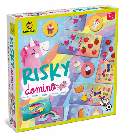 Jucarii gradinita si scoala - Joc de familie Risky Domino Unicorni, Ludattica, 2-5 ani