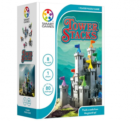 Vârsta - Smart Games - Tower Stacks, joc de logica cu 80 de provocari, 8+ ani