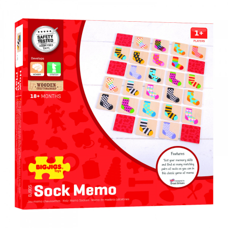 Jocuri inteligenta si memorie - Joc de memorie - Ciorapeii mei, BIGJIGS Toys, 1-2 ani +