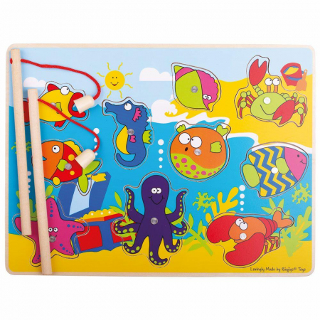 Jocuri de indemanare - Joc de pescuit magnetic - Animalutele marine, BIGJIGS Toys, 1-2 ani +