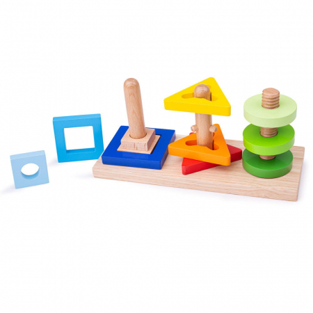 Vârsta - Joc de potrivire - 3 forme geometrice, BIGJIGS Toys, 2-3 ani +