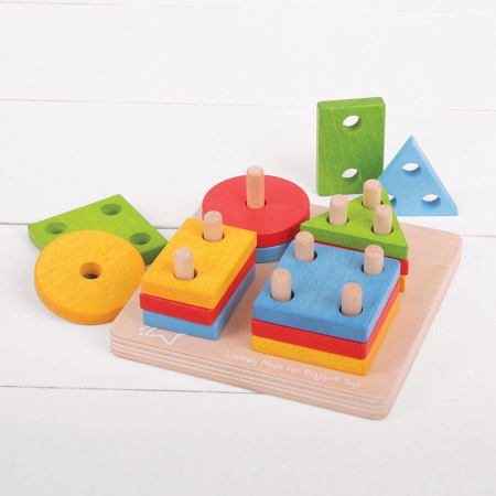 Joc de sortare - 4 forme geometrice, BIGJIGS Toys, 1-2 ani + [2]