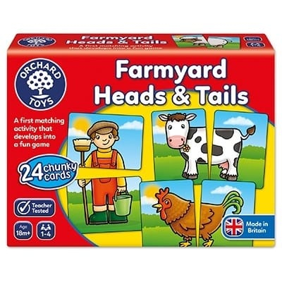 Produse - Joc educativ asociere Prietenii de la ferma FARMYARD HEADS & TAILS, Orchard Toys, 2-3 ani +