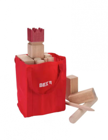 Joc Kubb Viking Original, din lemn de mesteacan de esenta tare, Rege rosu [2]