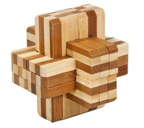 Jucarii copii 8-9 ani - Joc logic IQ din lemn bambus Block cross, Fridolin, 8-9 ani +