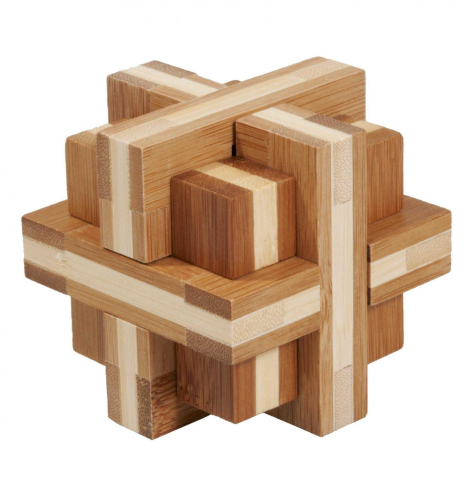 Jucarii copii 8-9 ani - Joc logic IQ din lemn bambus Double cross, Fridolin, 8-9 ani +