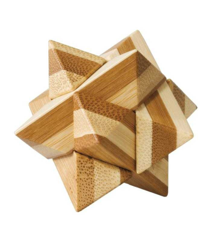 Jucarii copii 8-9 ani - Joc logic IQ din lemn bambus Star, cutie metal, Fridolin, 8-9 ani +