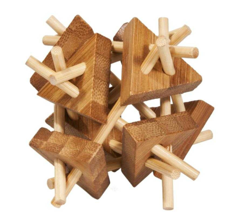 Jucarii copii 8-9 ani - Joc logic IQ din lemn bambus Sticks&triangles, Fridolin, 8-9 ani +
