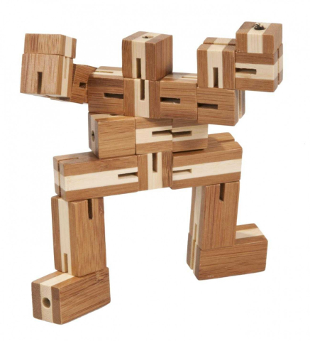 Joc logic puzzle 3D din bambus Flexi-cub, Fridolin, 8-9 ani + [1]