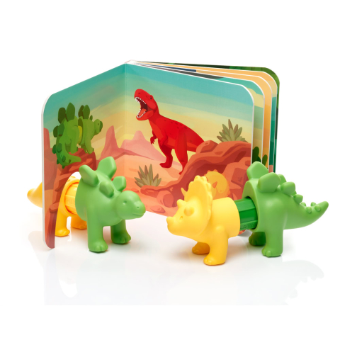 Joc magnetic Smart Max, My First Stories: Dino Friends, Carte cu povesti si dinozauri - 7 piese [3]