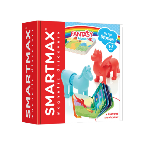 Jucarii copii 1-2 ani - Joc magnetic Smart Max, My First Stories: Fantasy Friends, Carte cu povesti si animale fantastice - 7 piese