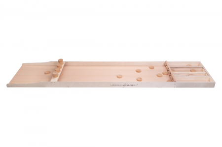 Jucarii copii 6-7 ani - Joc olandez Sjoelen Advance nuanță deschisă, cu 30 de piese de joc Ø52 mm. Dimensiuni 200 x 40,8 x 4 cm