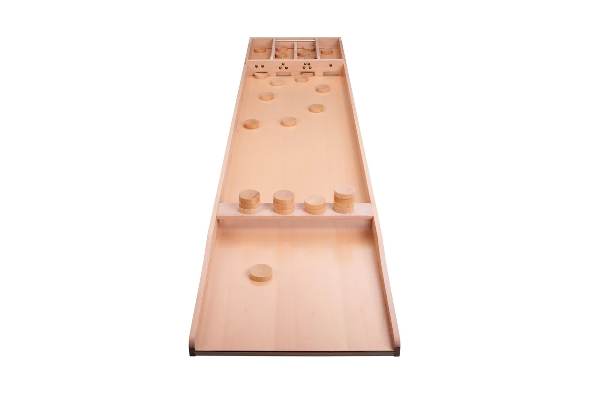 Jucarii copii 6-7 ani - Joc olandez Sjoelen Premium cu 30 de piese de joc Ø52 mm. Dimensiuni 200 x 40,8 x 4 cm