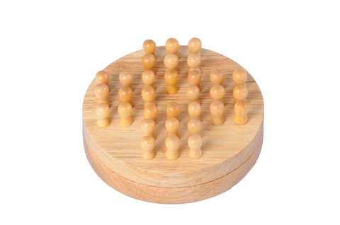 Jocuri de logica - Jos Solitair mini de lemn, diametru 12 cm