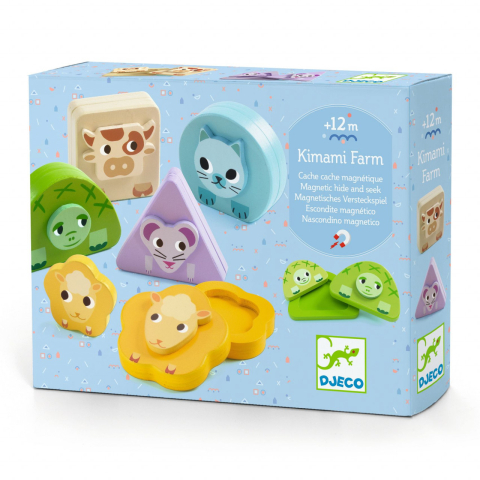 Jucarii copii 1-2 ani - Jucarie bebe educativa Kimami Farm Djeco, 12 luni+
