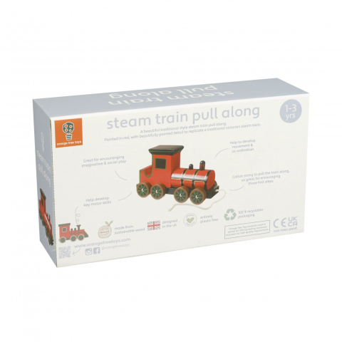Jucarie de tras Locomotiva cu aburi, Orange Tree Toys [4]