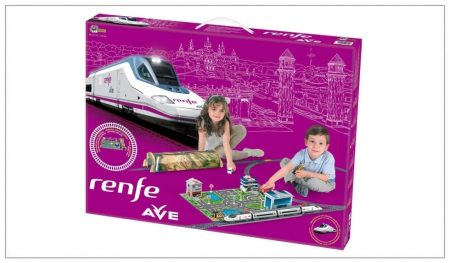 Jucarii interactive - Jucarie interactiva Trenulet electric High Speed RENFE cu statie, tunel si oras, Pequetren, 2-3 ani +