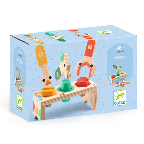 Vârsta - Jucarii Montessori Banc de lucru cu suruburi, Bricolou Djeco, 1-2 ani +