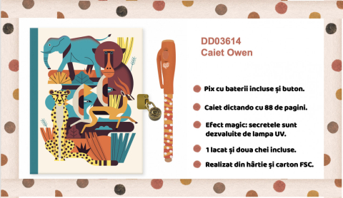 Jurnal secret Djeco cu pix magic, Owen, 2-3 ani + [1]